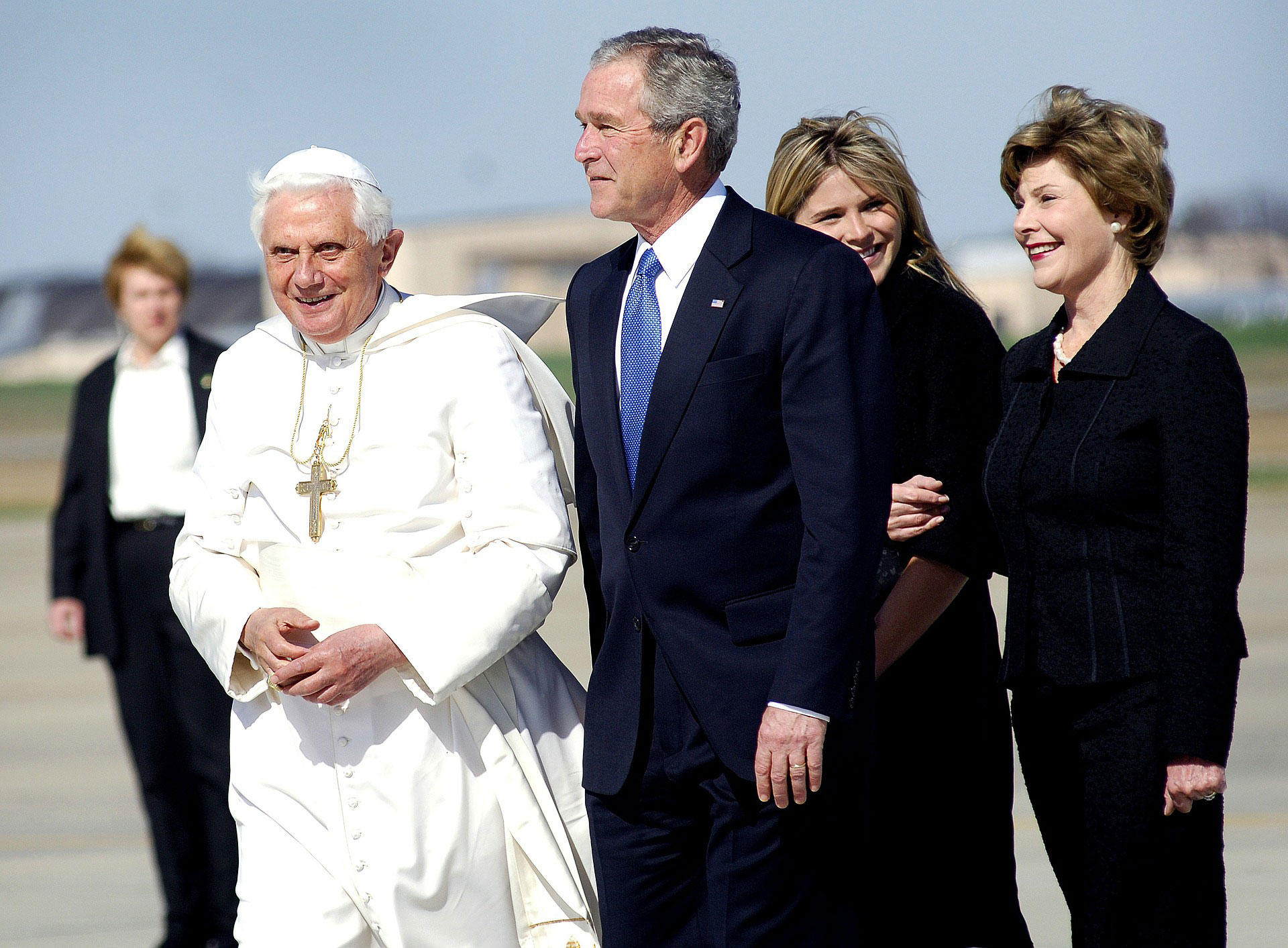 Foto papst benedict xvi und george w. bush