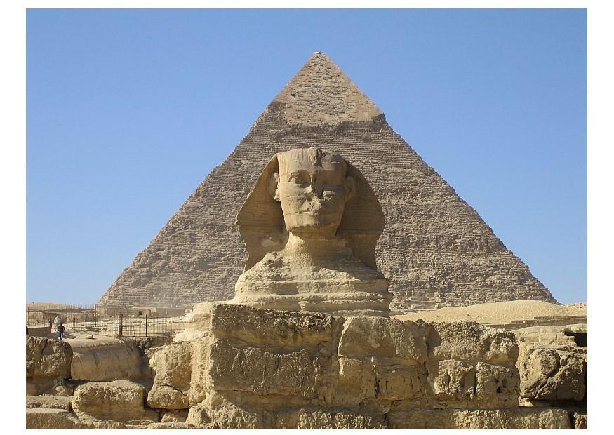 Foto sphinx und pyramide in gizeh