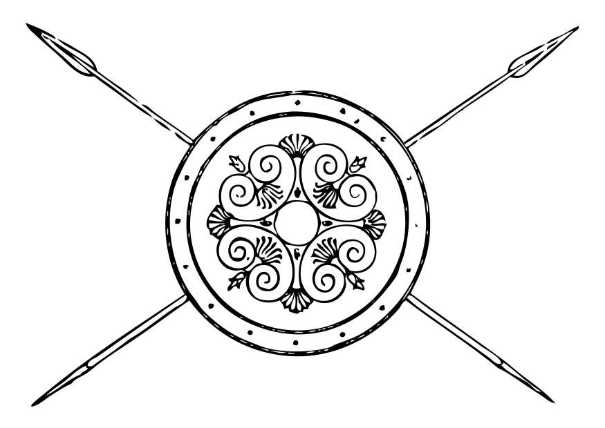 Malvorlage  griechischer speer und schild