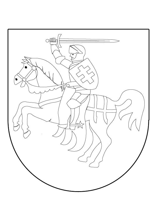 Malvorlage  ritter zu pferd auf schild