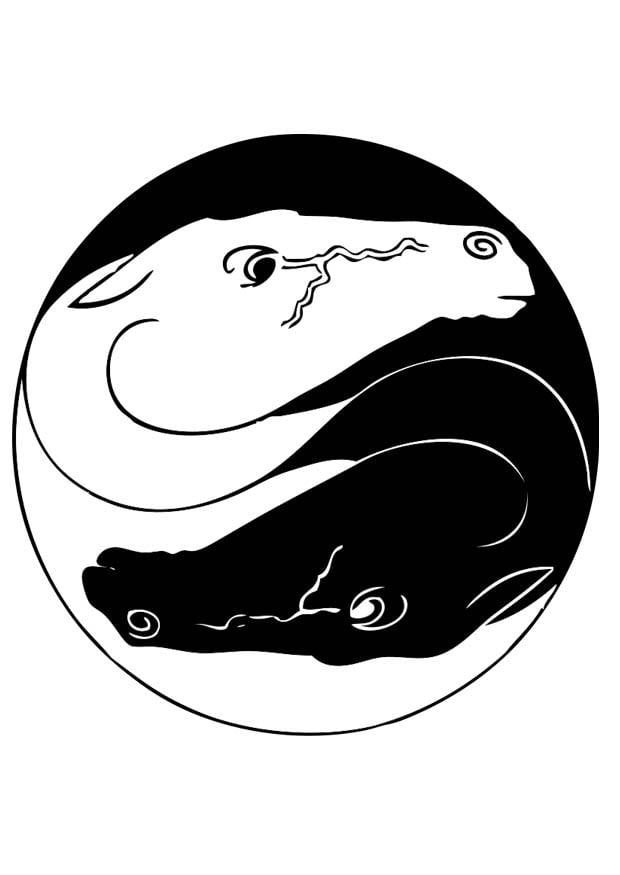 Malvorlage  ying yang pferde