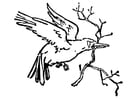Malvorlagen Vogel mit Zweig